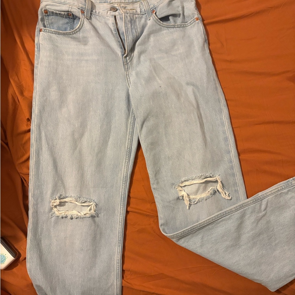 Light Blue Distressed Levi Women Jeans 29
